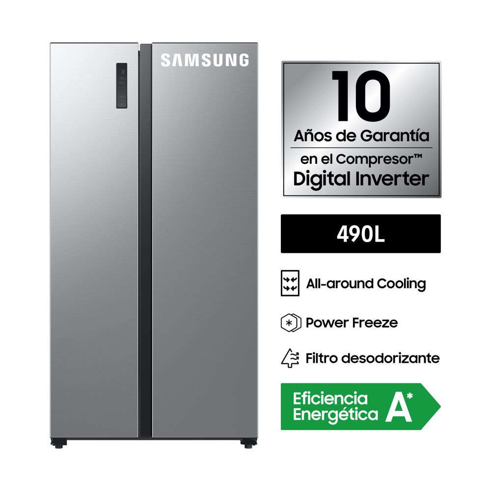 Refrigeradora Samsung Side by Side RS52B3000M9/PE 490L Gris Metal