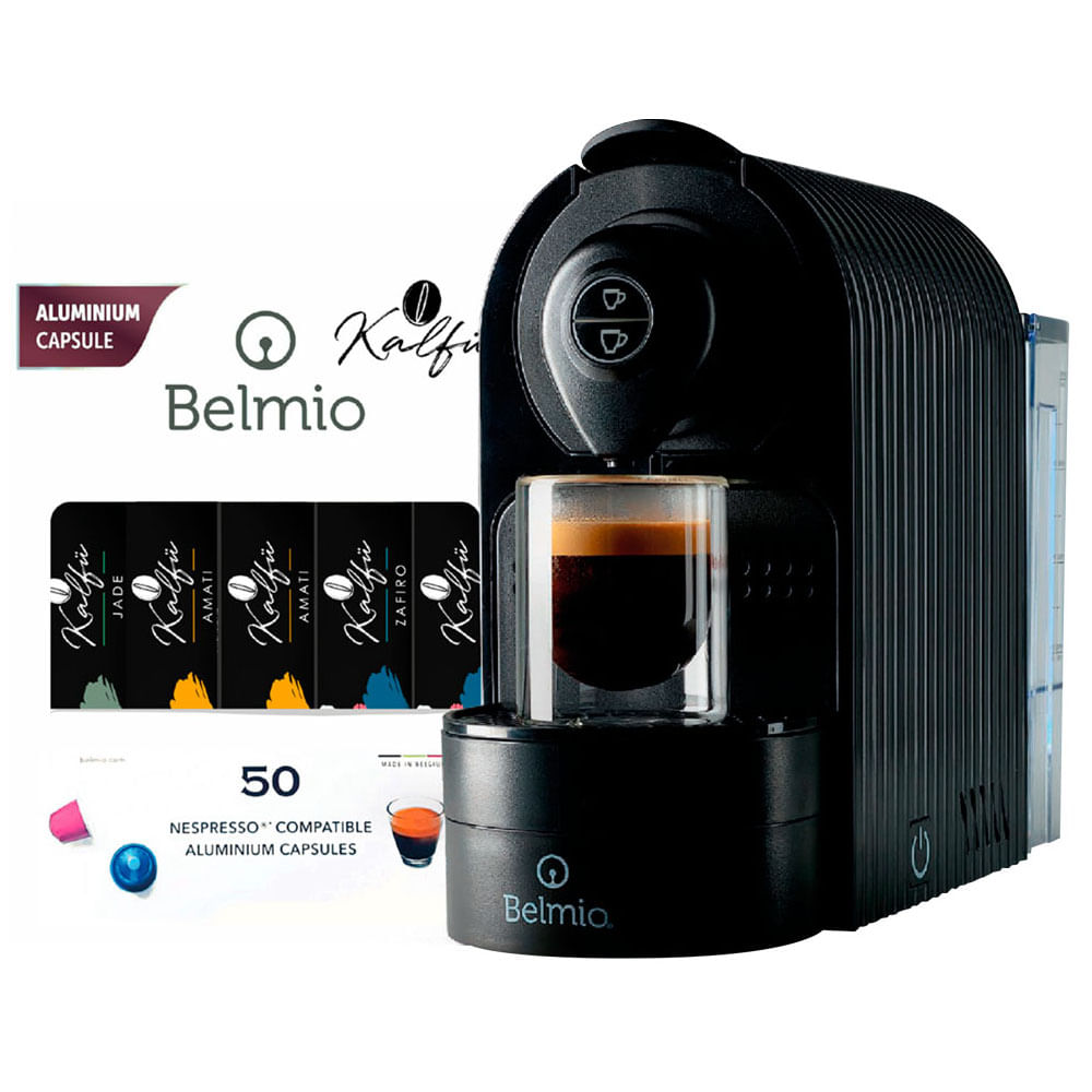 Cafetera BELMIO 0.8L BRAVISSIMA Negro + Pack Renacentista 50 cápsulas Kalfu