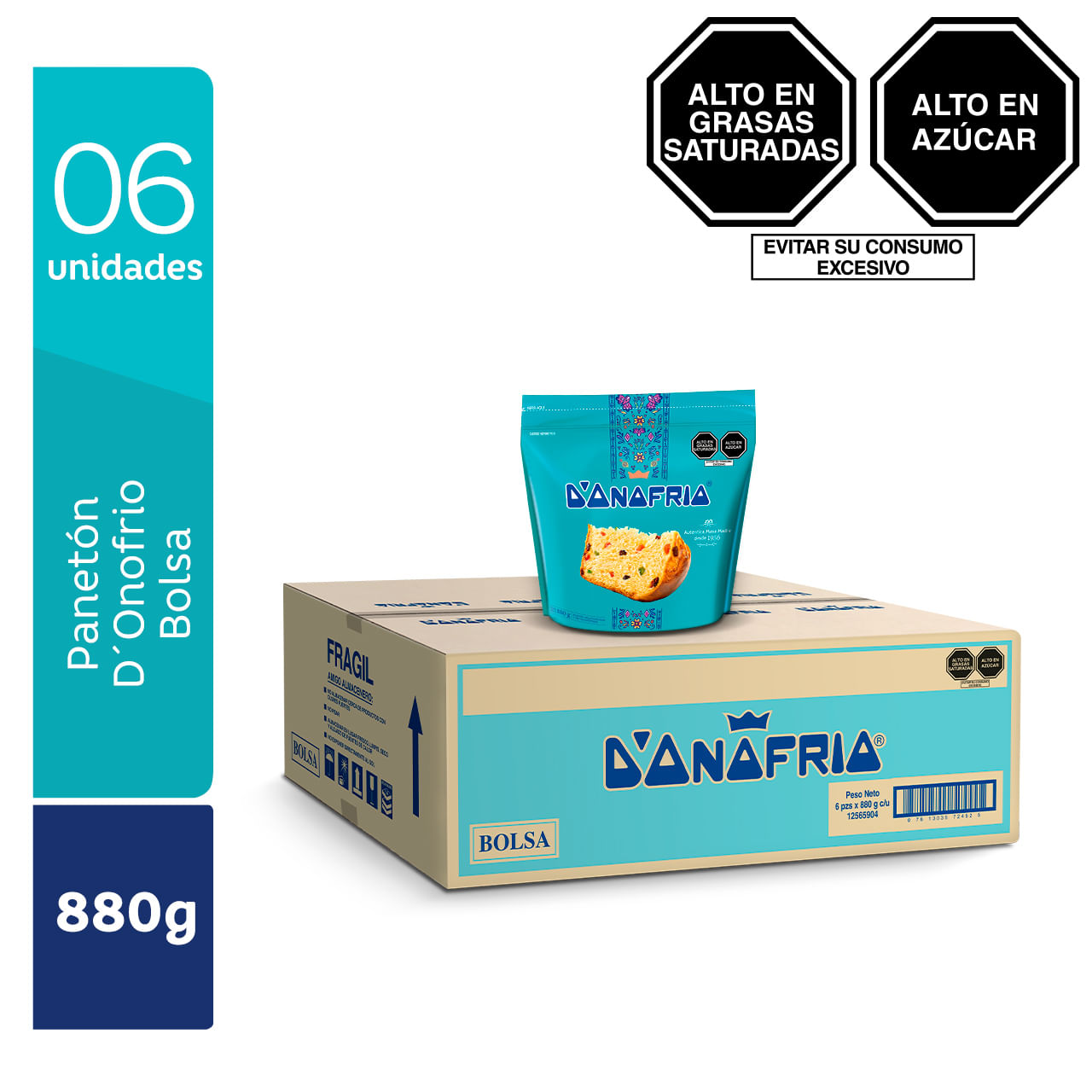 Panetón D'ONOFRIO Bolsa 880g Paquete 6un