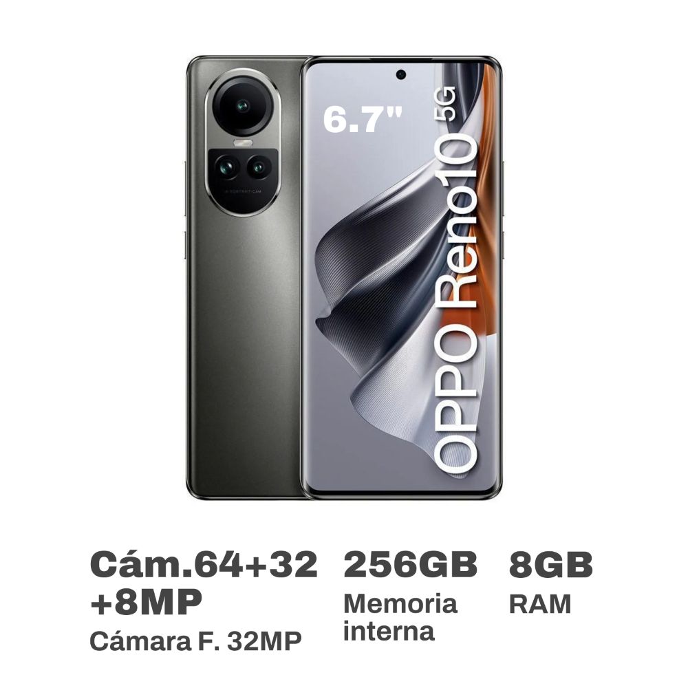 Celular Oppo Reno 10 6.7" 8GB RAM 256GB Gris