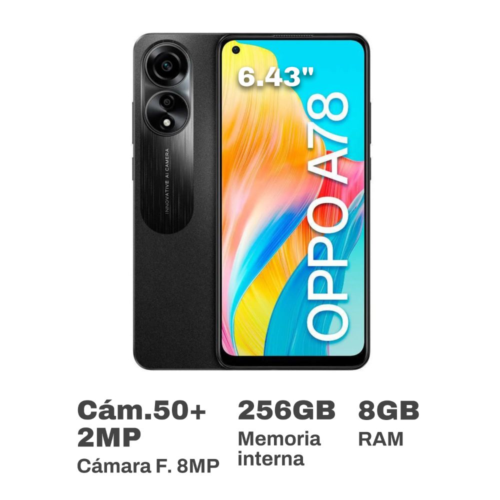 Celular Oppo A78 6.43" 8GB RAM 256GB Negro