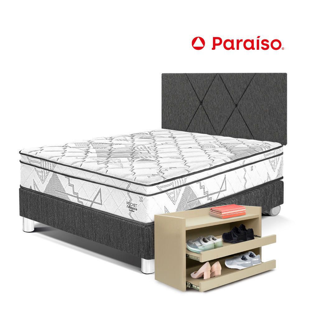 Dormitorio Pocket Advance 1.5 Plazas Charcoal+ Zapatera Prem