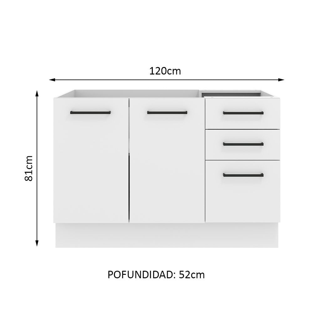 Mueble Fregadero Madesa Agata 2 Puertas y 3 Cajones
