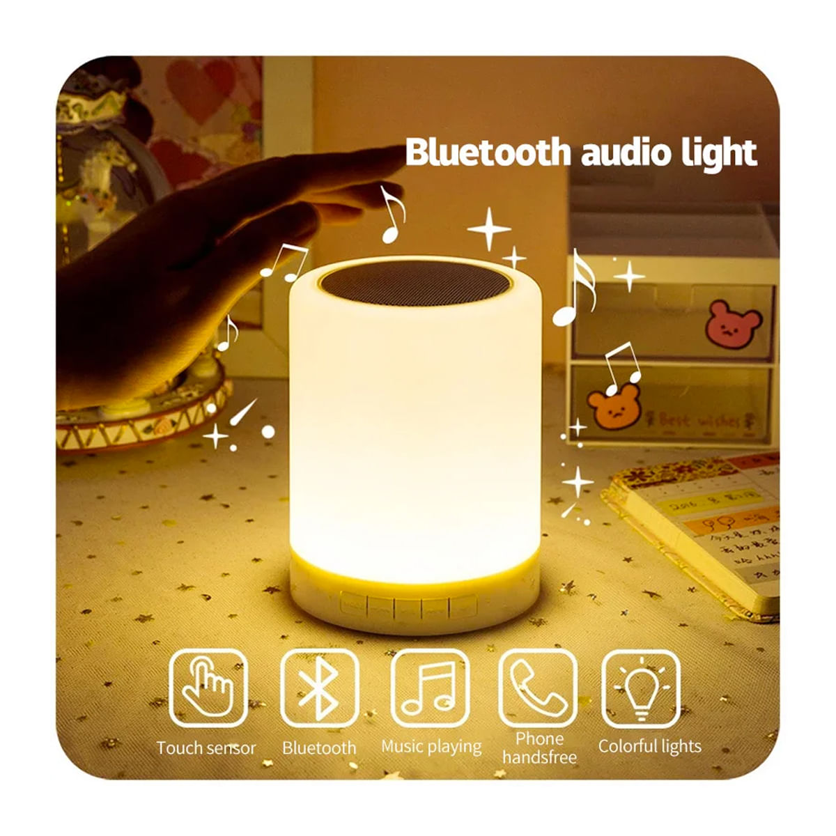 Parlante Lampara Led Bluetooth Colores Touch