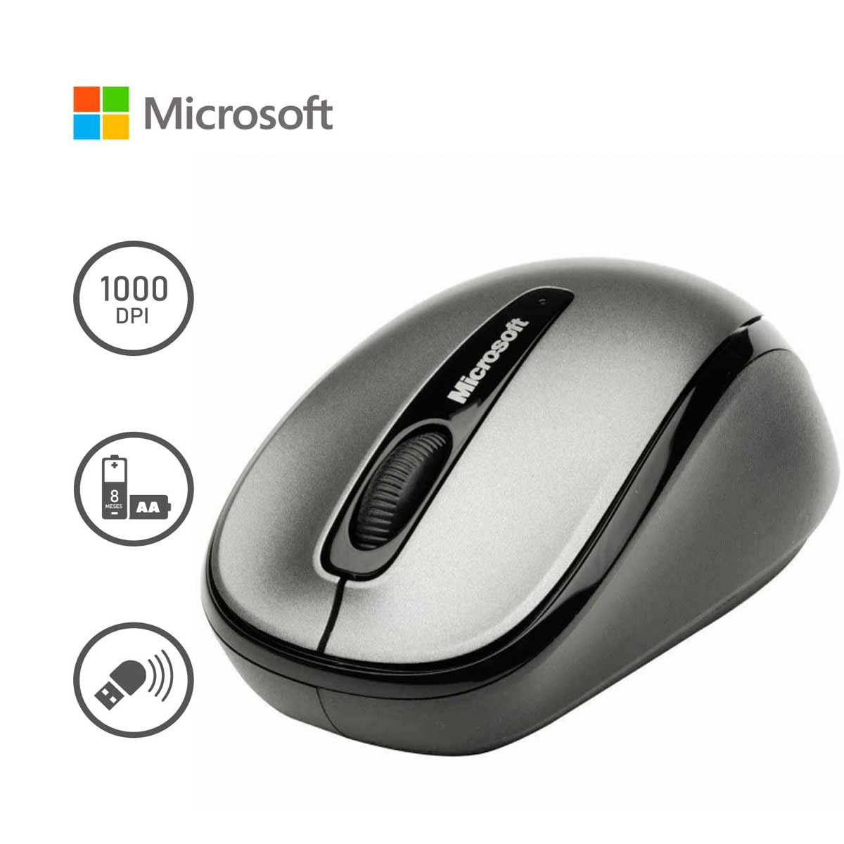 Mouse Inalámbrico Microsoft Mobile 3500 1000 Dpi BlueTrack Receptor USB Gri