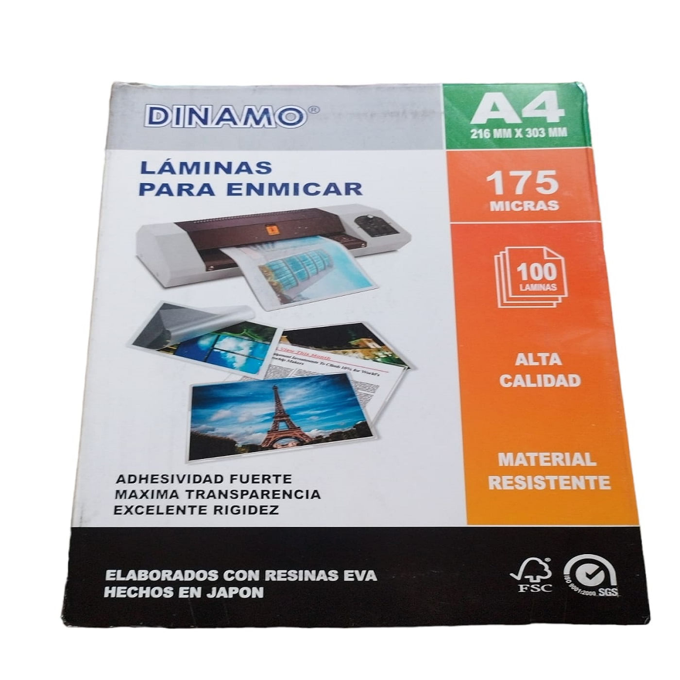 Laminas Para Enmicar A4 DINAMO - 175 micras - Paquete X100 und