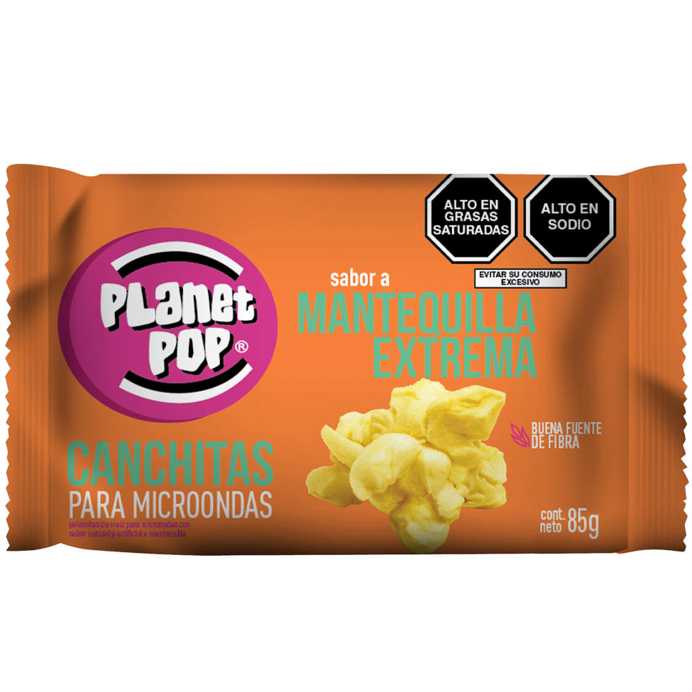 Maíz Pop Corn PLANET POP Extra Mantequilla Bolsa 85g