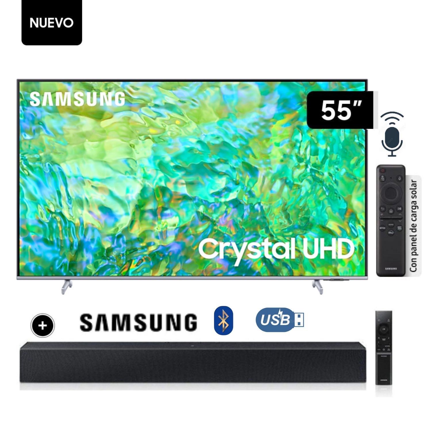 Televisor Samsung 55" LED Smart TV Crystal UHD 4K UN55CU8200GXPE + Soundbar HW-C400