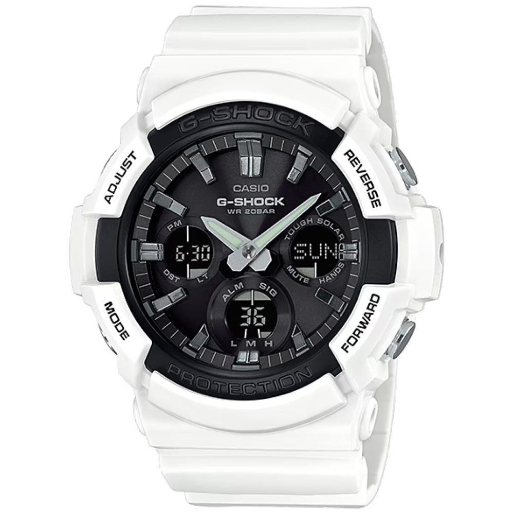 Reloj Casio G-Shock GAS-100B-7A Solar Digital Analogico Luz LED Resina Blanco Negro