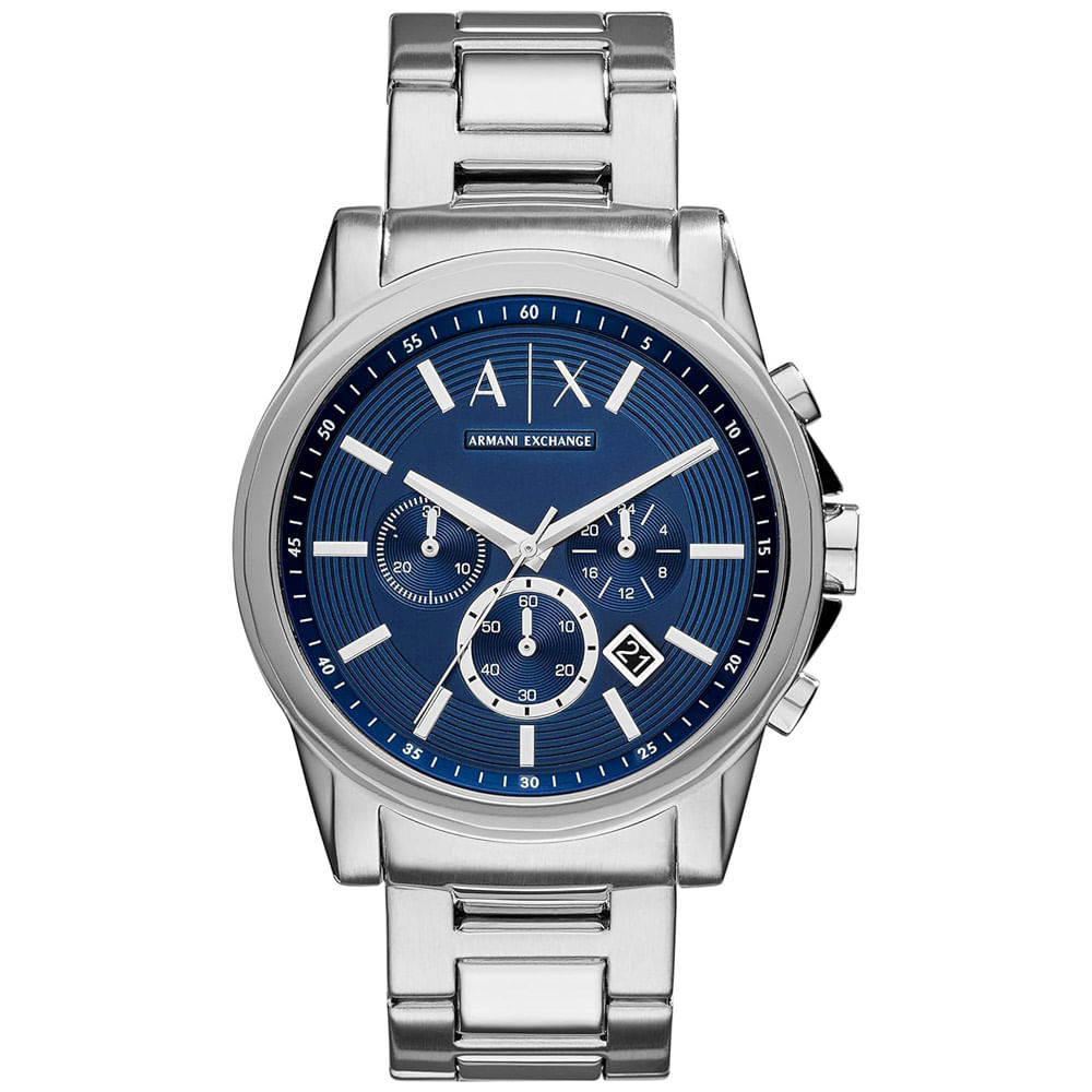 Reloj Armani Exchange Outerbanks AX2509 Fecha Cronómetro Acero Inoxidable Dial Azul