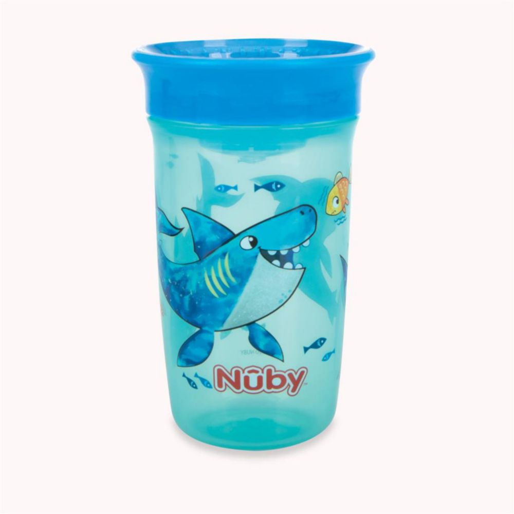Vaso Para Bebé Nuby 360 Con Tapa Azul 300 ML