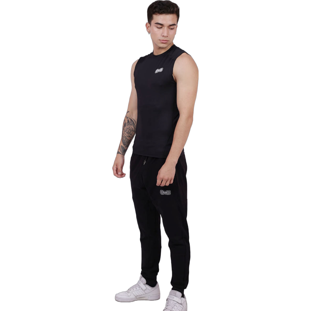 Polo Deportivo de Compresión Manga Cero Muscle Museum Negro para Hombre