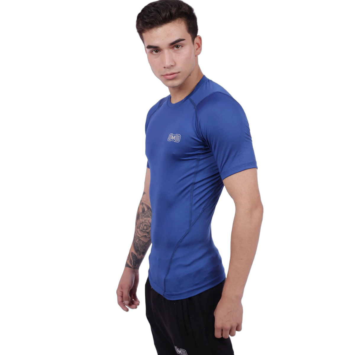 Polo Deportivo de Compresión Manga Corta Muscle Museum Azul para Hombre