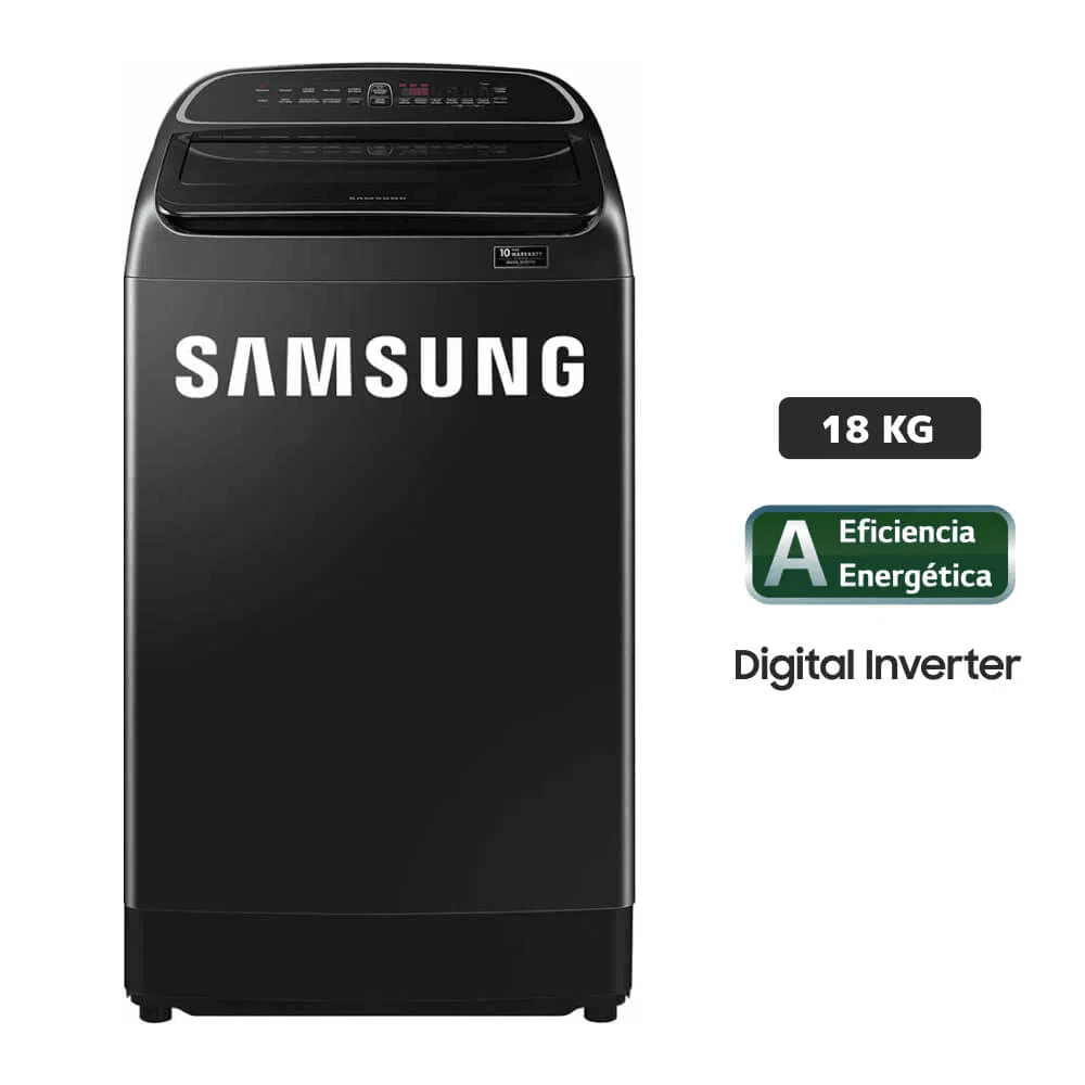 Lavadora Samsung 18Kg WA18T6260BV Eco Digital Wooble Inverter Negro