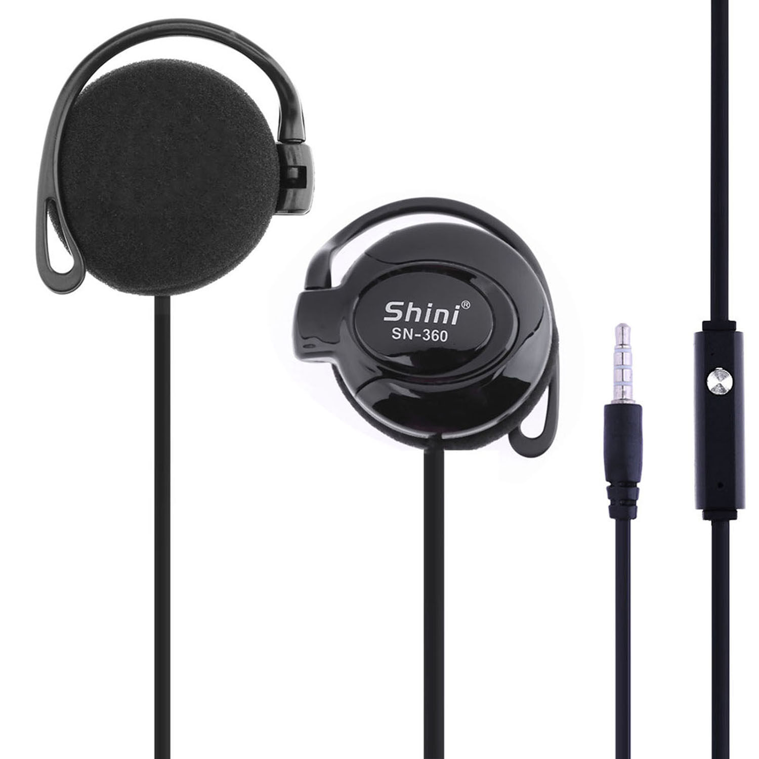 Audifonos Deportivos Shini Sn-360 Gancho Para La Oreja 3,5 Mm Estéreo Con Cable Negro