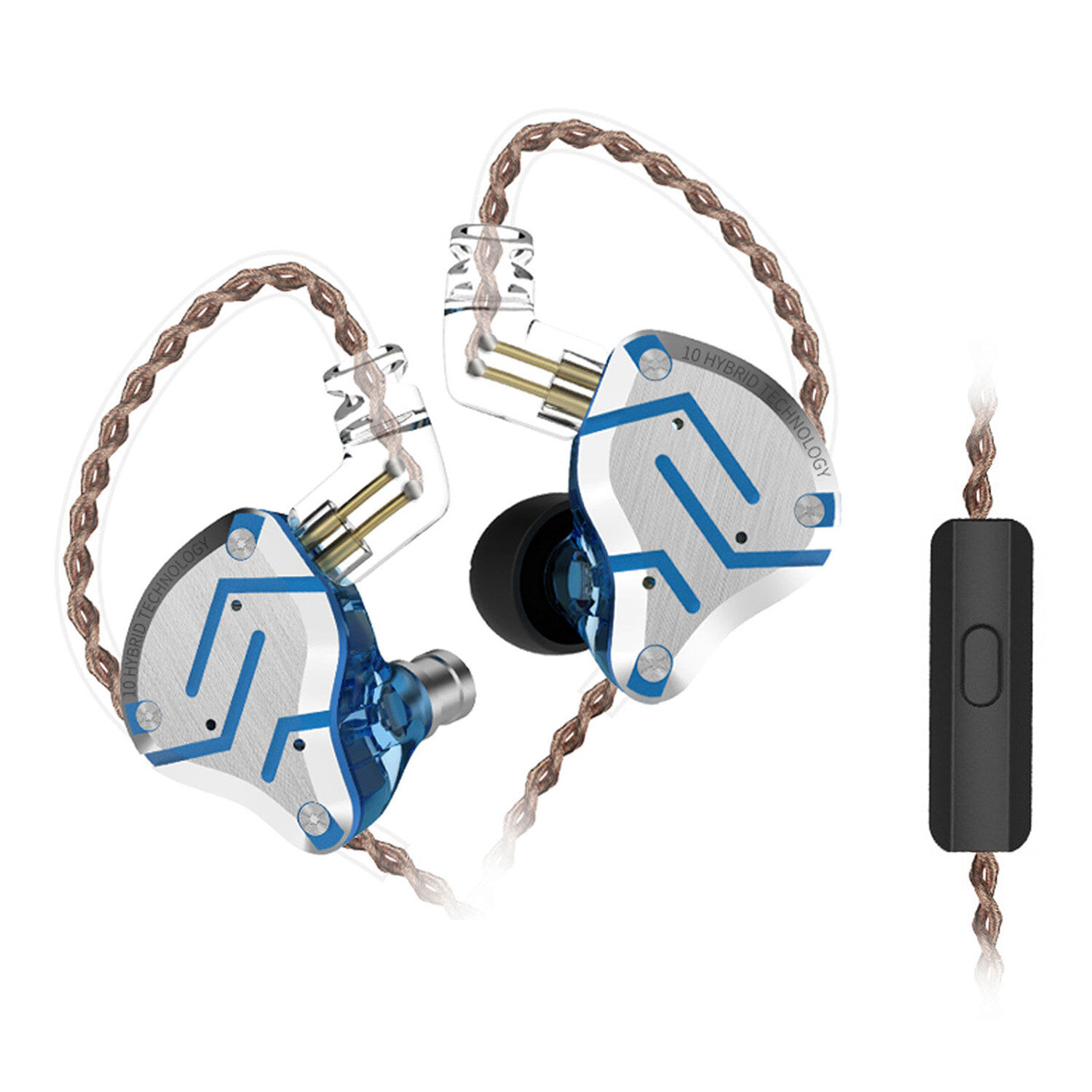 Audifonos Internos Con Cable Kz Zs10 Pro Hifi Music Con Micrófono Glare Blue
