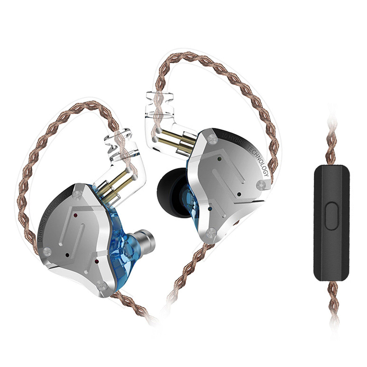Audifonos Intrauditivos Con Cable Kz Zs10 Pro Hifi Music Con Micrófono Azul