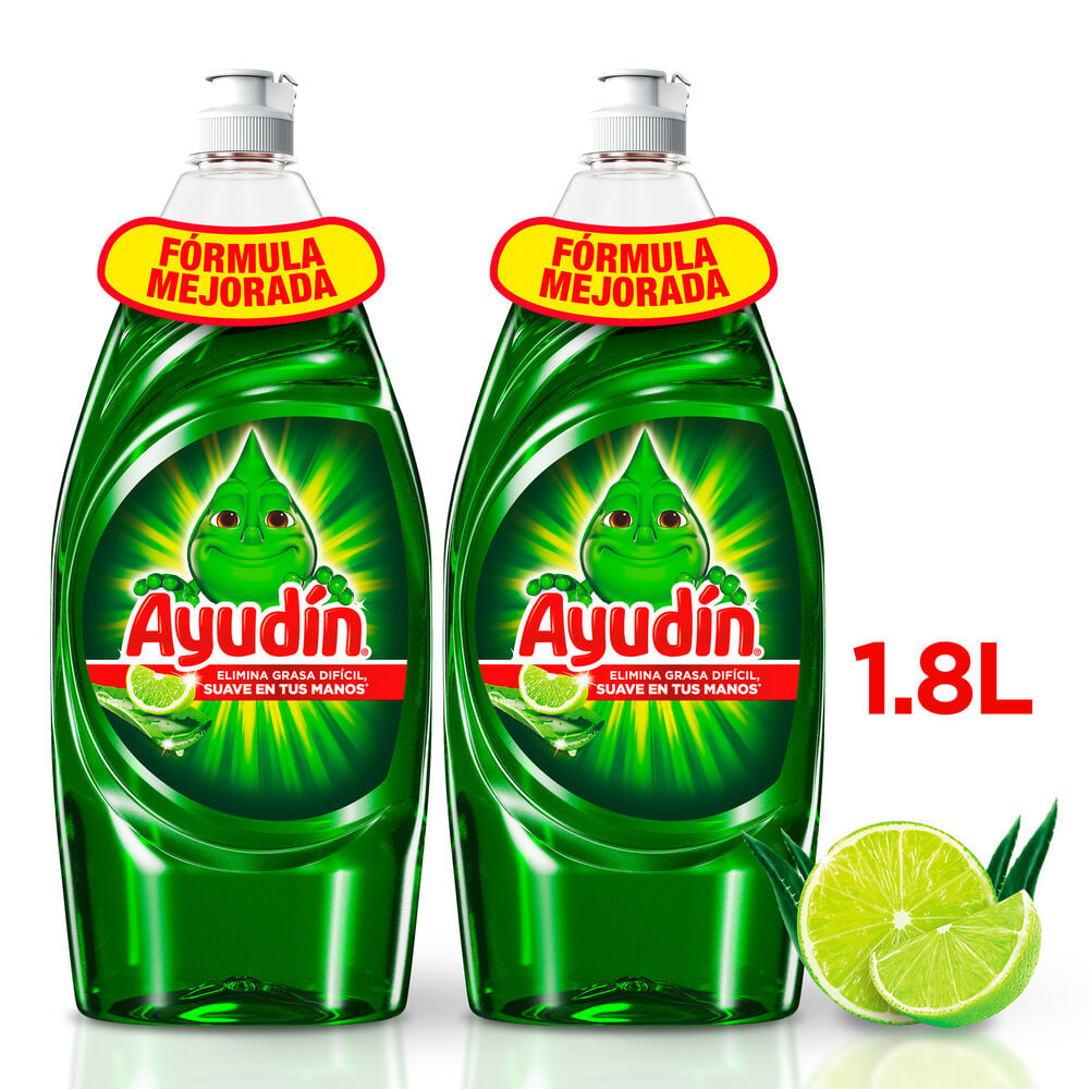 Lavavajilla AYUDÍN Limón y Sábila Líquido Botella 900ml Paquete 2un