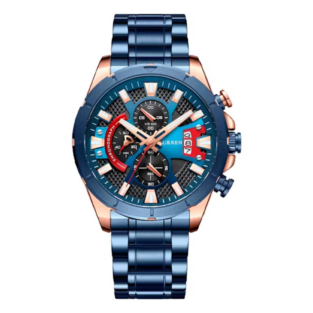 Reloj Curren Azul Con Dorado Cur-55
