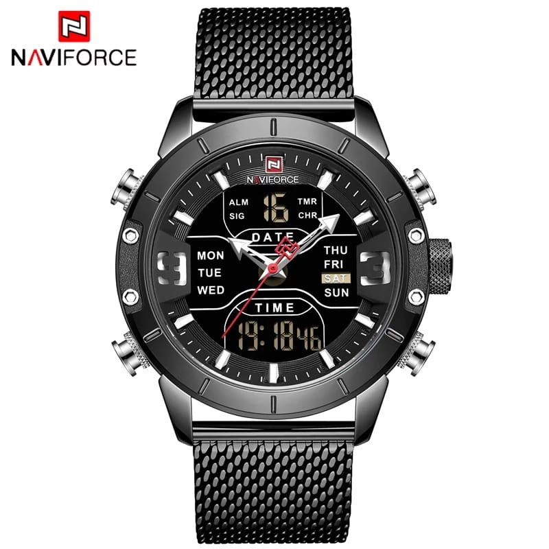 Reloj Naviforce Acero Plateado y Negro NAV-4