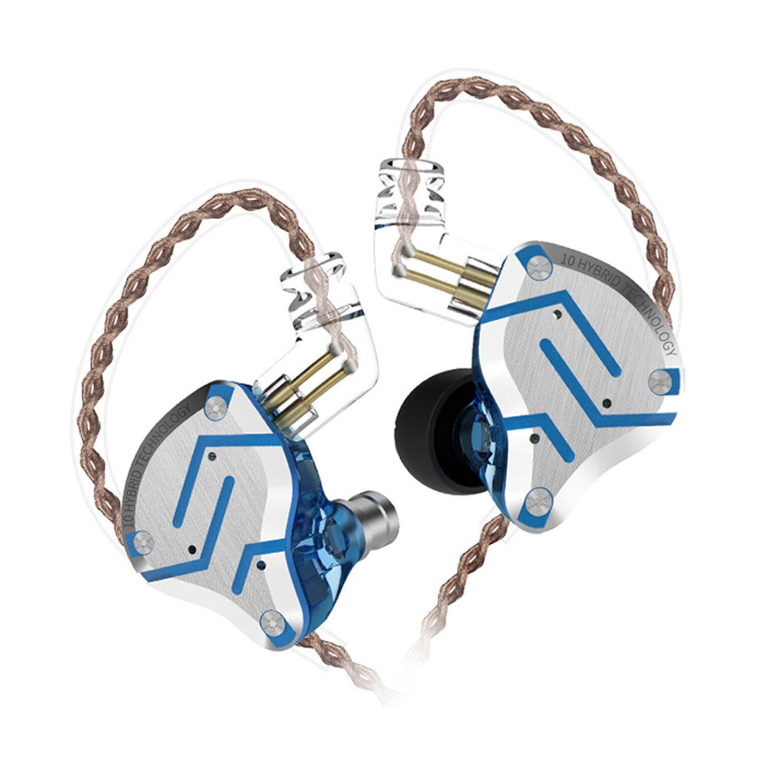 Audifonos Internos Con Cable Kz Zs10 Pro Hifi Music Glare Blue Sin Micrófono