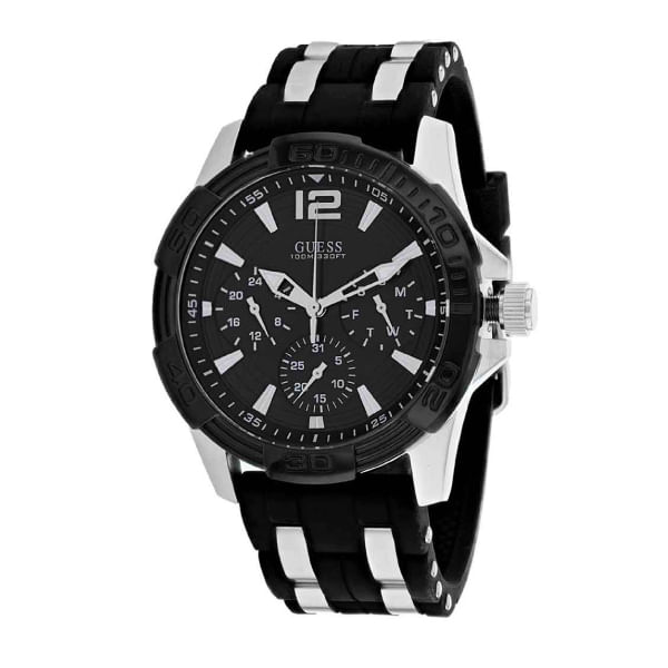 Reloj Guess Acero Negro con Plateado y Silicona Negra U0366G1