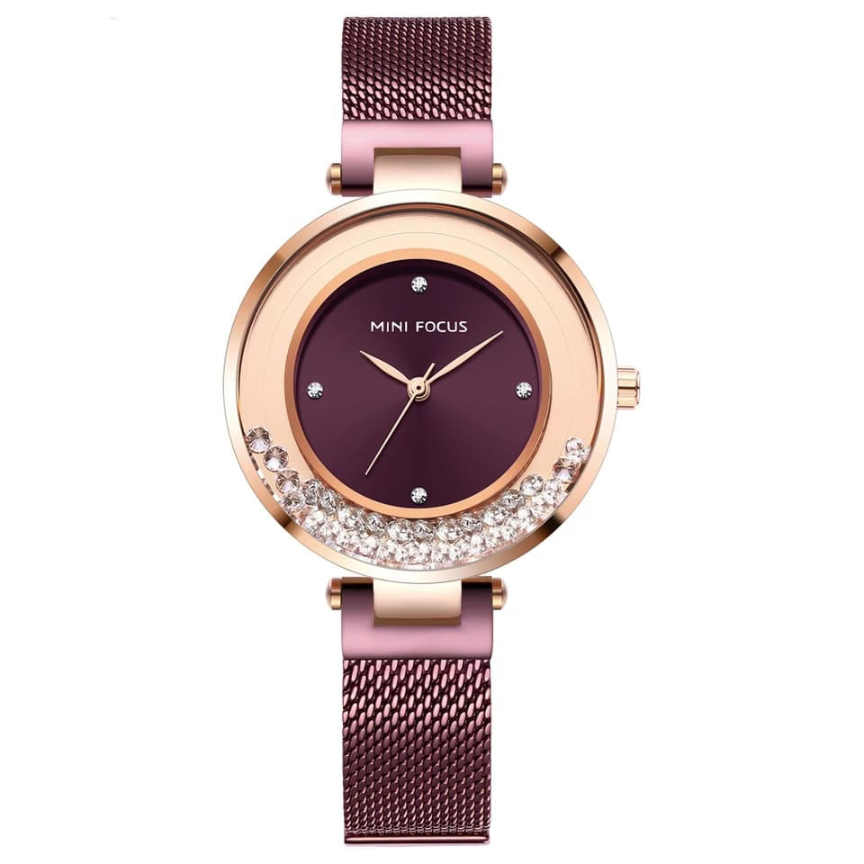 Reloj Mini Focus Acero Oro Rosa y Púrpura MIN-M-17