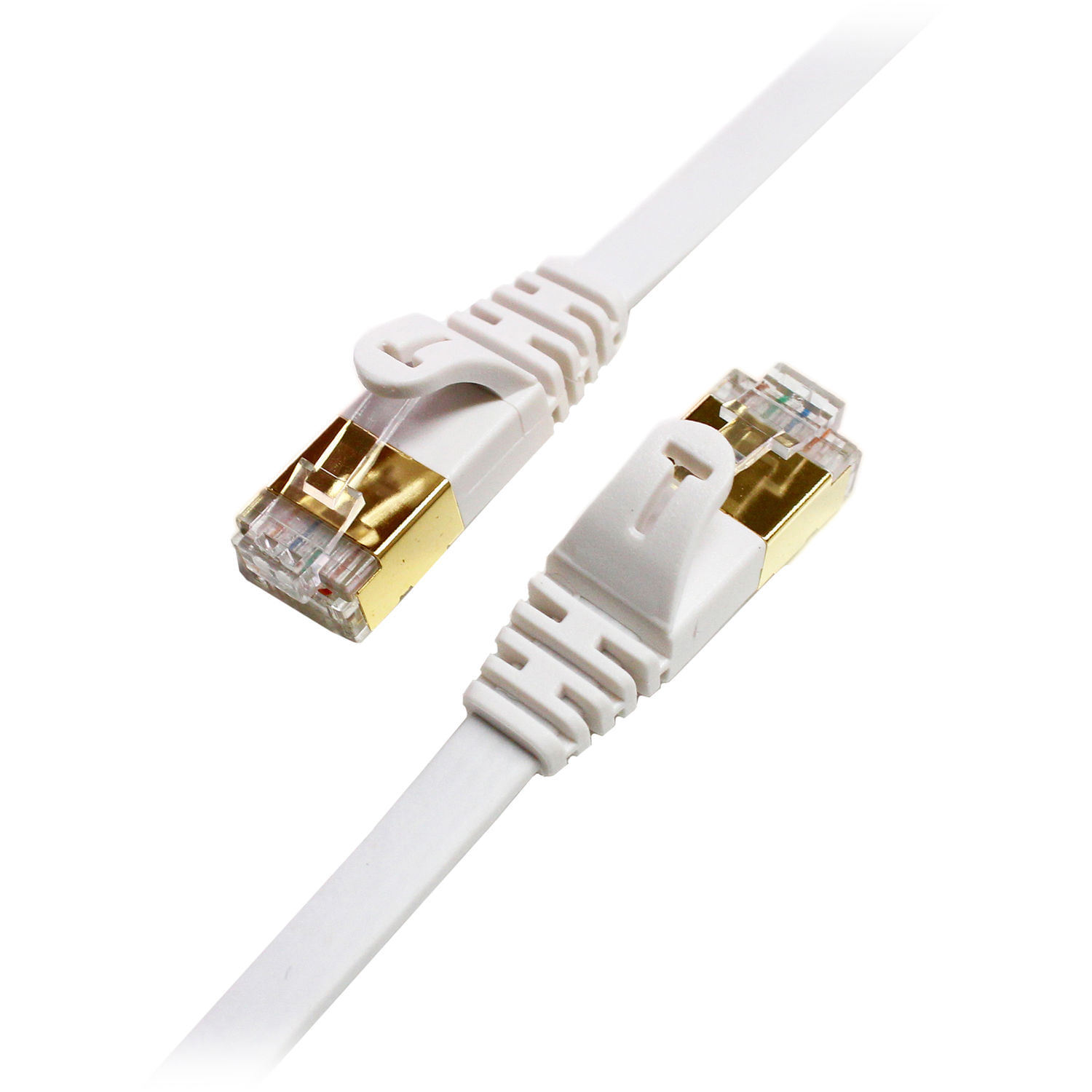 Cable de Parche Ethernet Plano Ultra Plano Blindado Cat 7 de Tera Grand 10Gb 6 Blanco