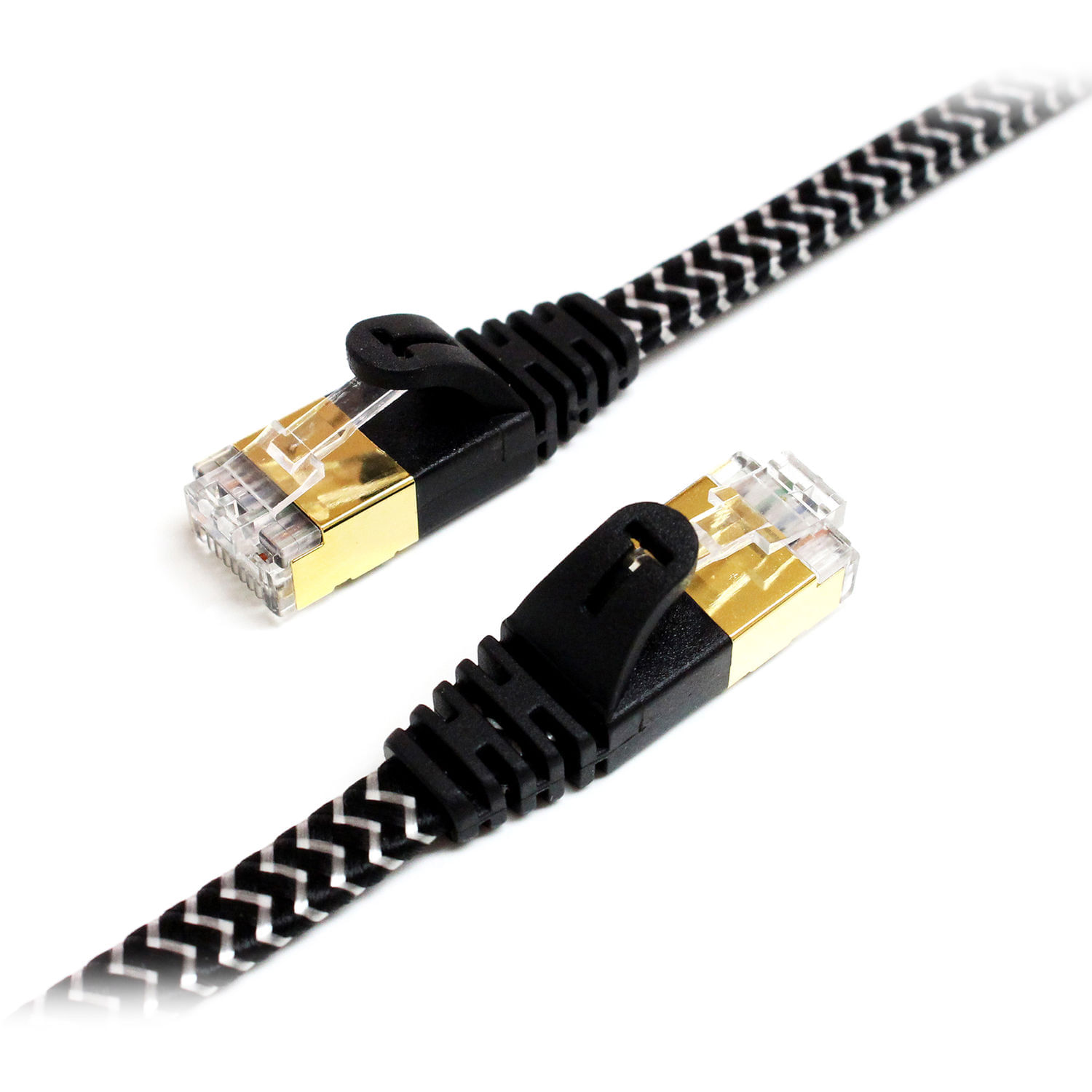 Cable de Parche Ethernet Trenzado Ultra Plano Tera Grand Cat 7 10Gb 3 Negro Y Blanco