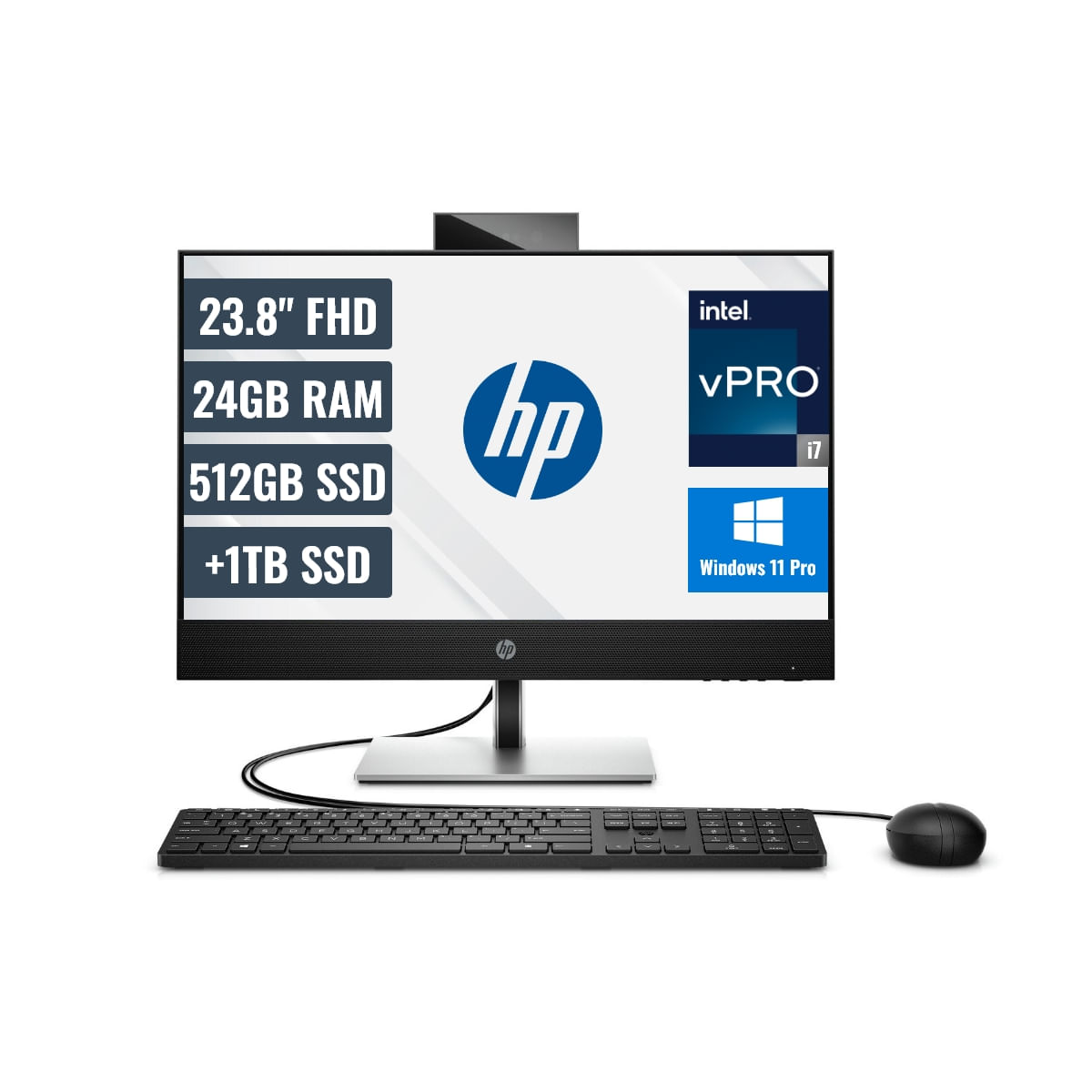 All In One HP ProOne 440 G9 Intel Core i7-12700 24GB RAM 512GB SSD y 1TB SSD 23.8 FHD Windows 11 Pro