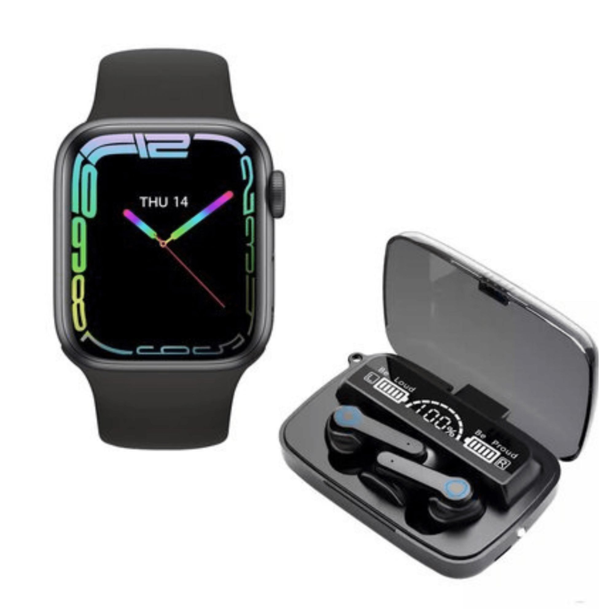 Pack Smartwatch T900 Pro Max L Serie 9 Negro y Audífonos Acuático M19
