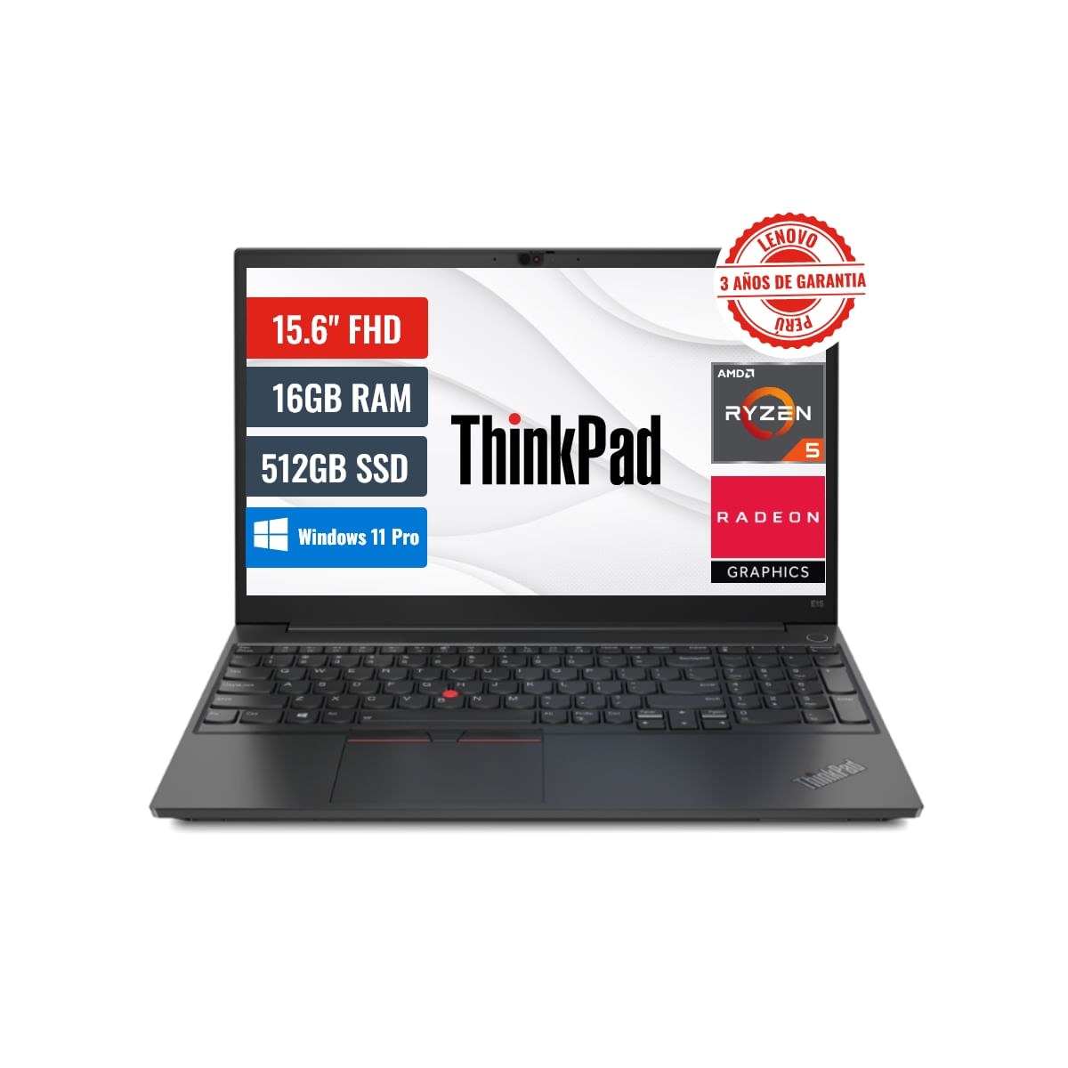 Laptop Lenovo ThinkPad E15 AMD Ryzen 5-5500U 16GB RAM 512GB SSD 15.6 FHD Windows 11 Pro