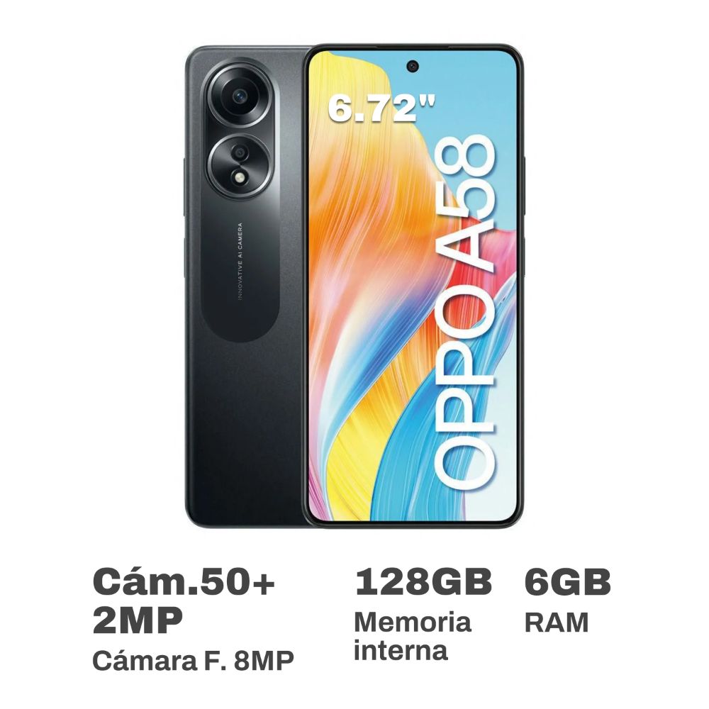 Celular Oppo A58 6.72" 6GB RAM 128GB Negro
