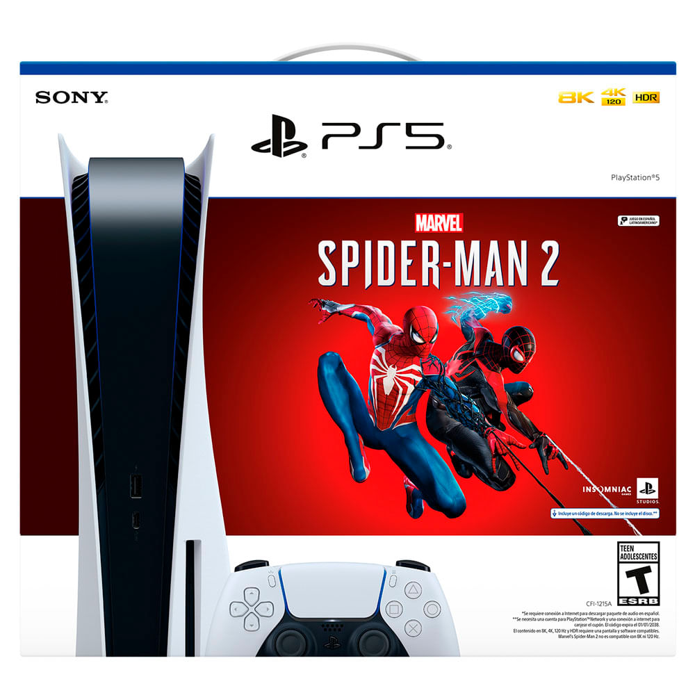 Consola SONY PS5 HW Estándar + Videojuego Spiderman 2