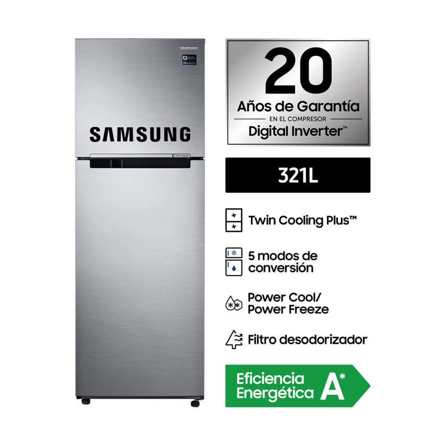 Refrigeradora Samsung 321 lt No Frost RT32K5030S8 Silver
