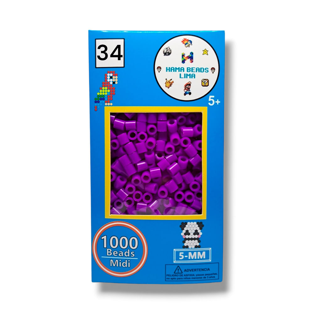 Cajita de Colores Hama Beads de 1000 Unidades Midi 5mm Morado