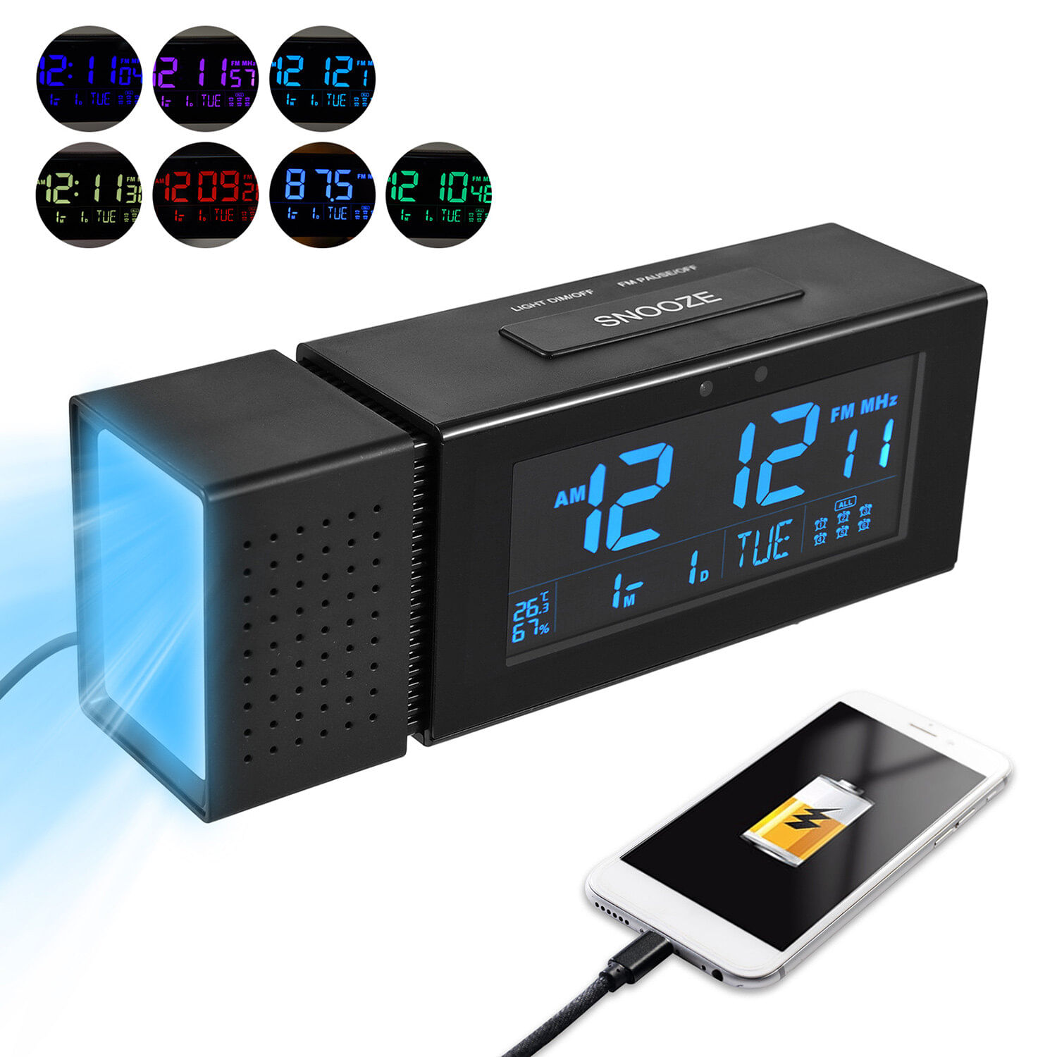 Reloj Despertador Digital Multifuncional Reloj Electrónico De Escritorio Radio Fm