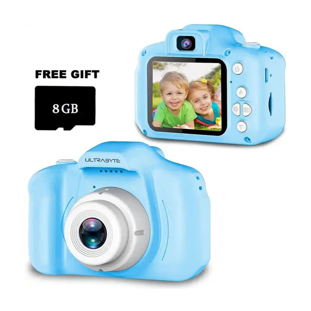 Camara Digital para Niños Ultrabyte con Memoria de 8GB Fotos y Videos Color Celeste