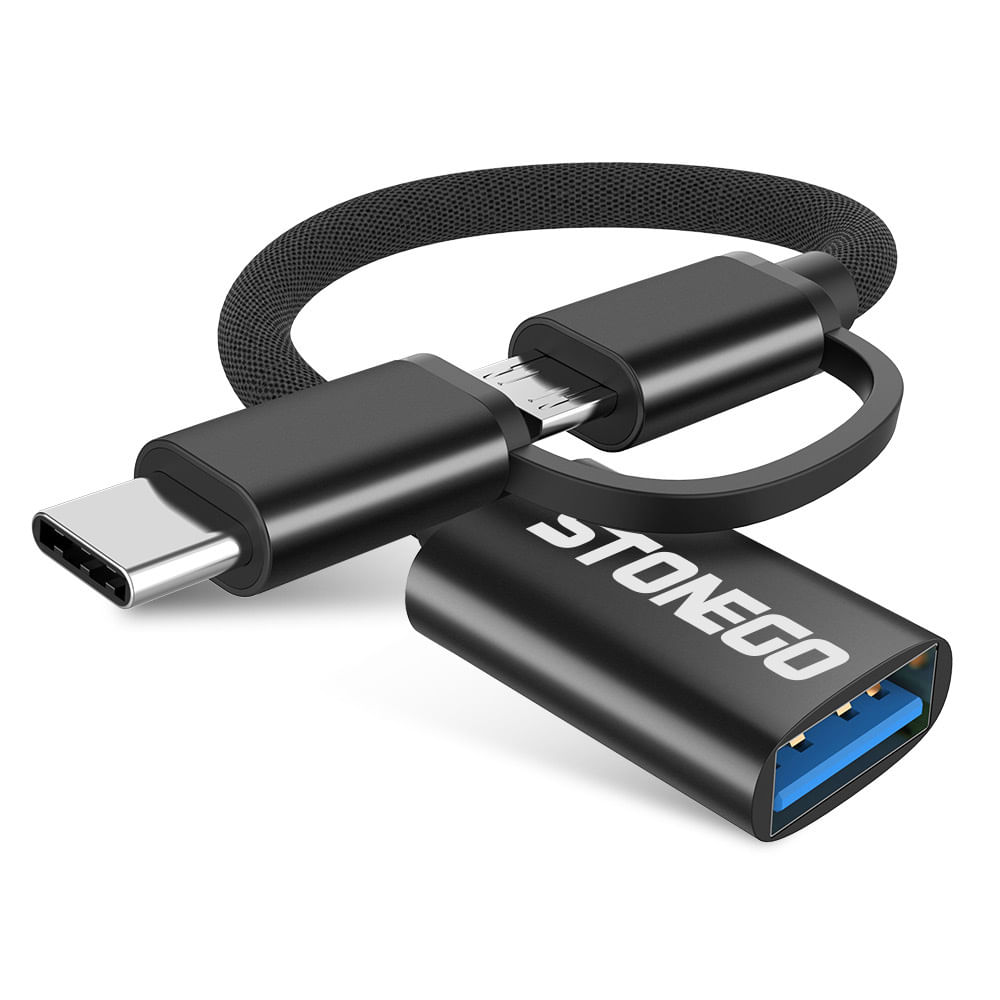 Cable adaptador OTG StoneGo USB 3.0 Hembra a Micro USB y Tipo C Macho Dos en uno