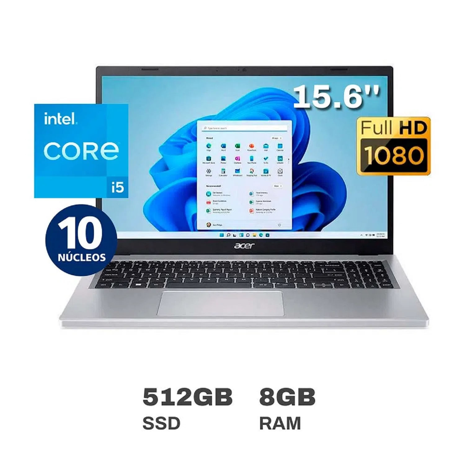 Laptop Acer Aspire 3 A315-59-51A0 Intel Core i5-1235U 12va Gen 8GB Ram 512GB SSD 15.6" FHD W11