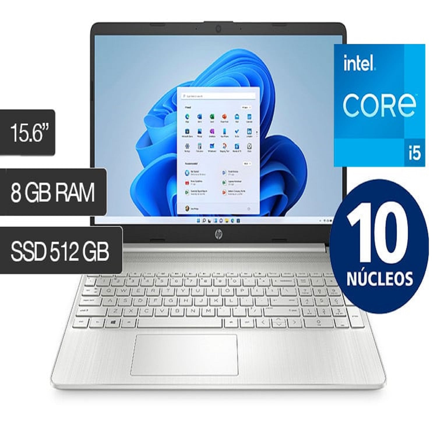 Laptop HP 15-DY5000LA Intel Core i5-1235U 12va Gen. 8Gb Ram 512Gb SSD 15.6" FHD Windows 11