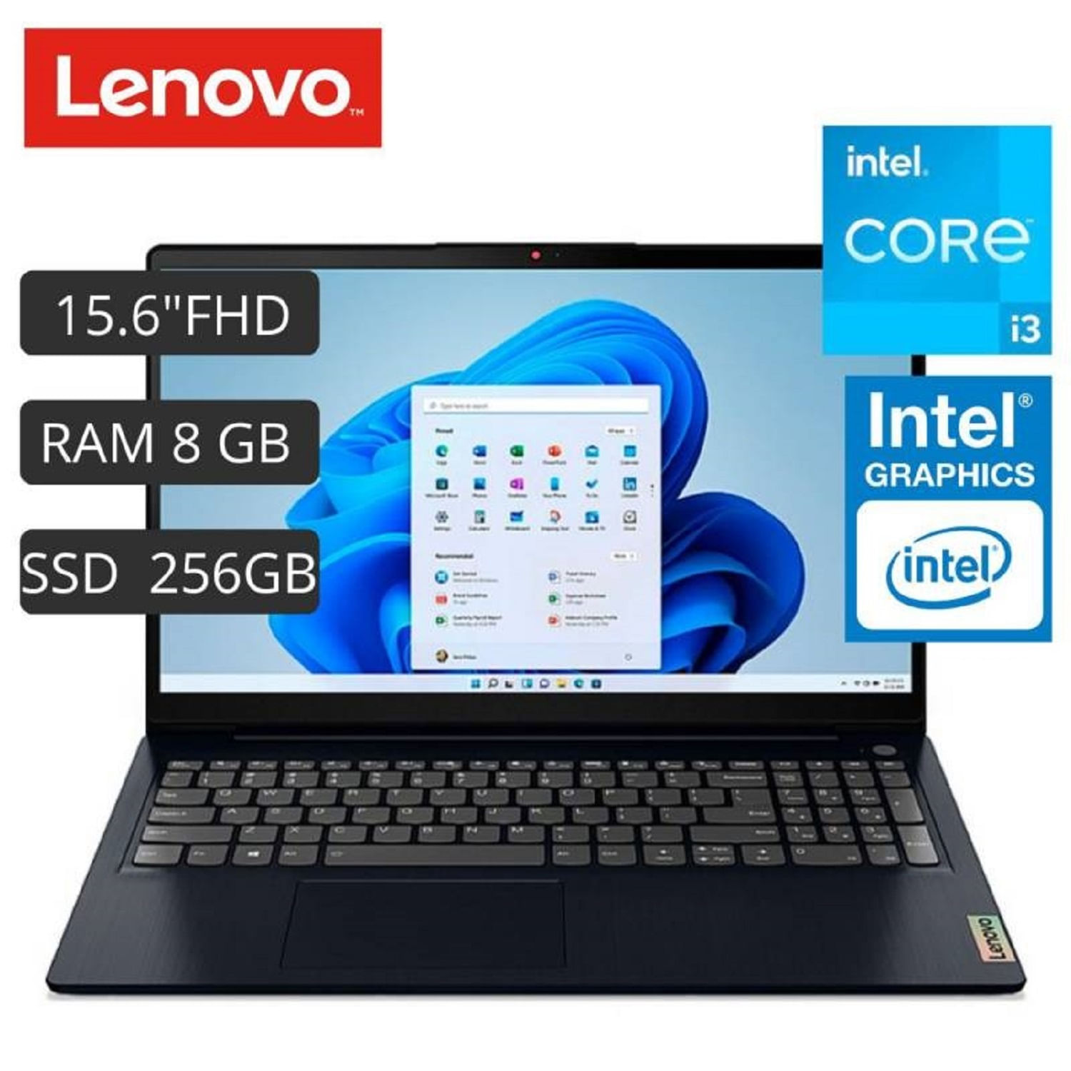 Laptop Lenovo Ideapad 3 Intel Core i3-1115G4 8Gb Ram 256Gb SSD 15.6" FHD Windows 11 Abyss Blue