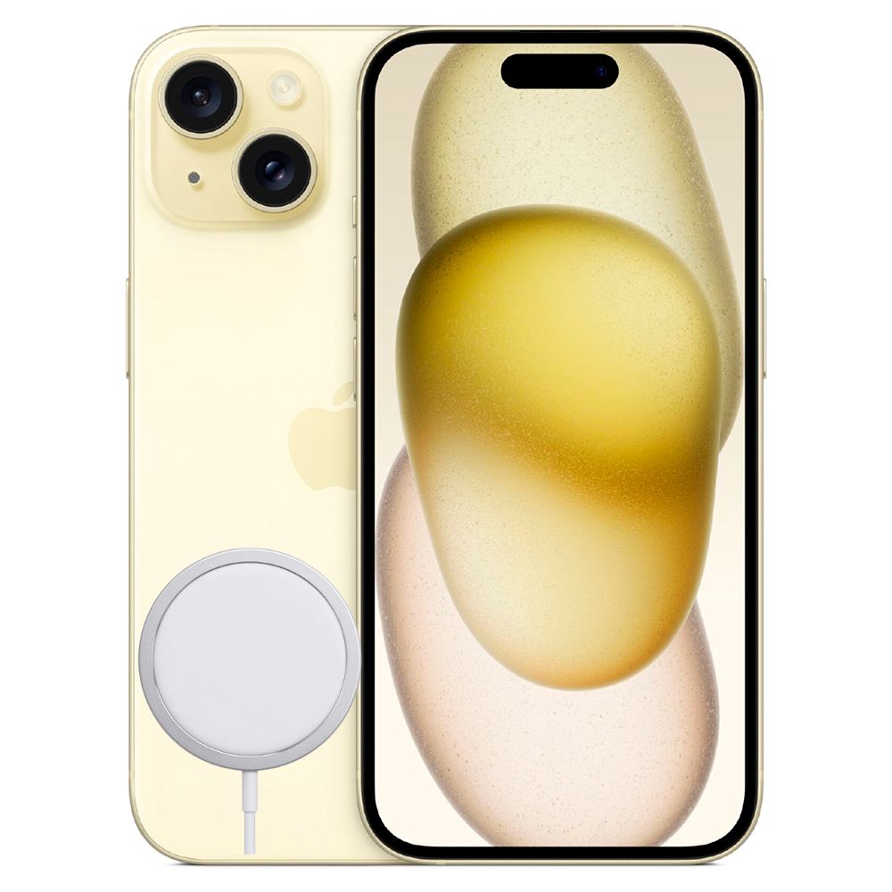 iPhone 15 eSIM 128GB - Yellow - Cargador Magsafe Original