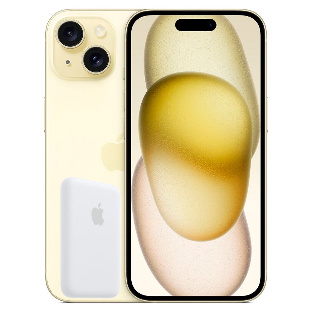 iPhone 15 eSIM 128GB - Yellow + Battery Pack Magsafe Original
