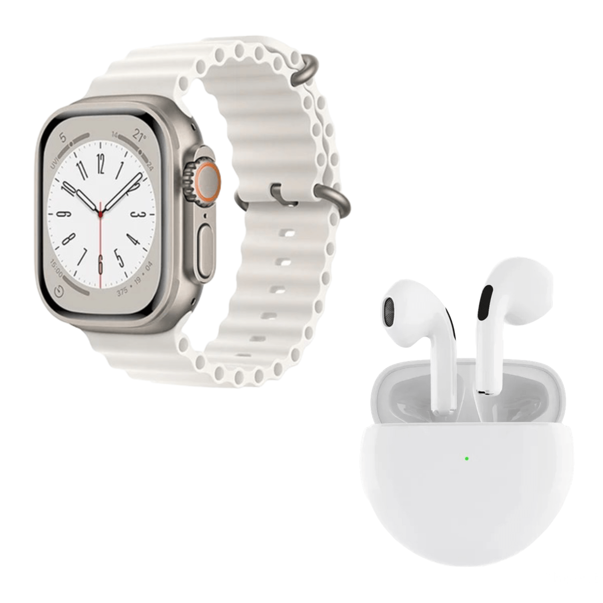 Pack Smartwatch T900 Ultra L Big Blanco y Audífonos Pro 6 Blanco