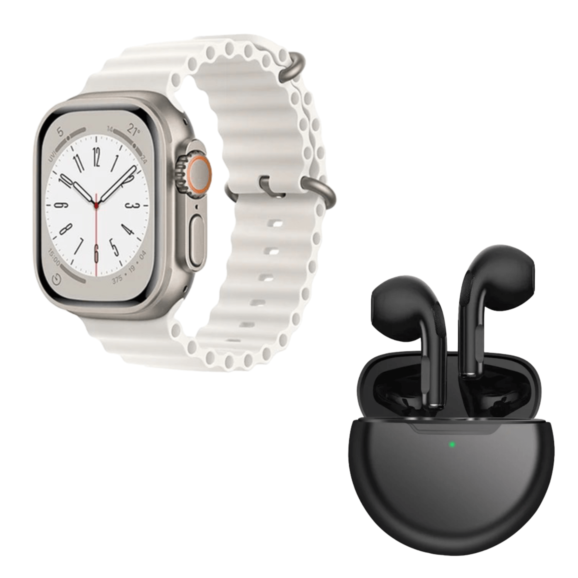 Pack Smartwatch T900 Ultra L Big Blanco y Audífonos Pro 6 Negro