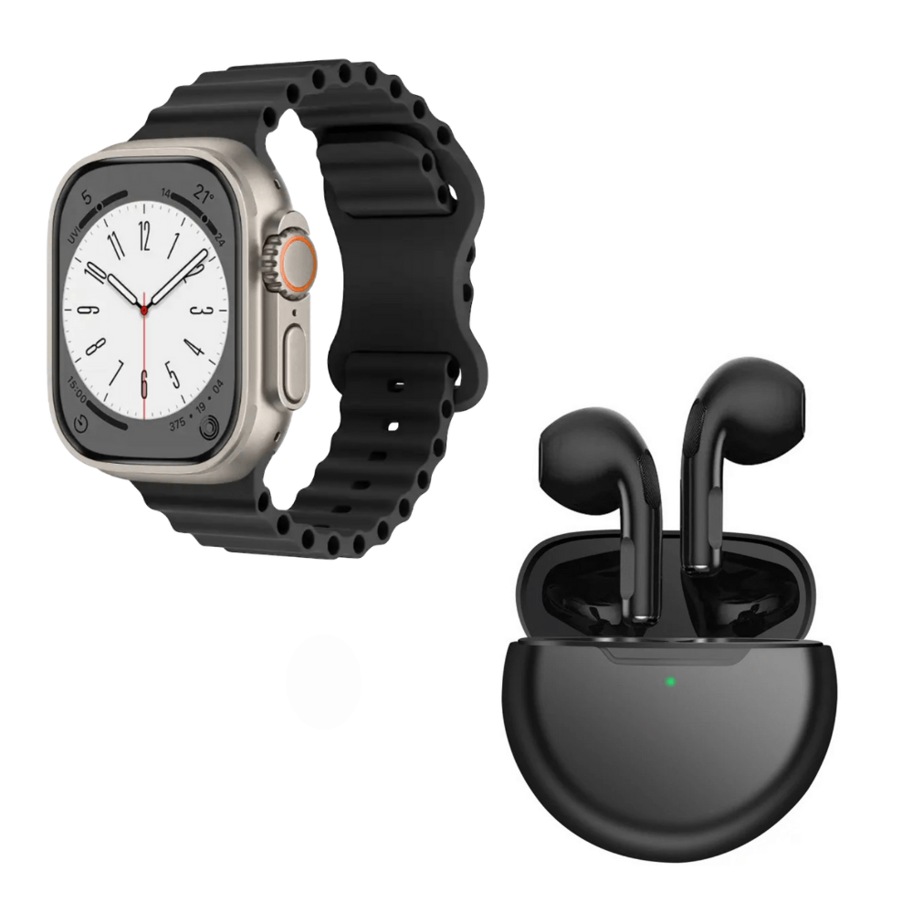 Pack Smartwatch T900 Ultra L Big Negro y Audífonos Pro 6 Negro