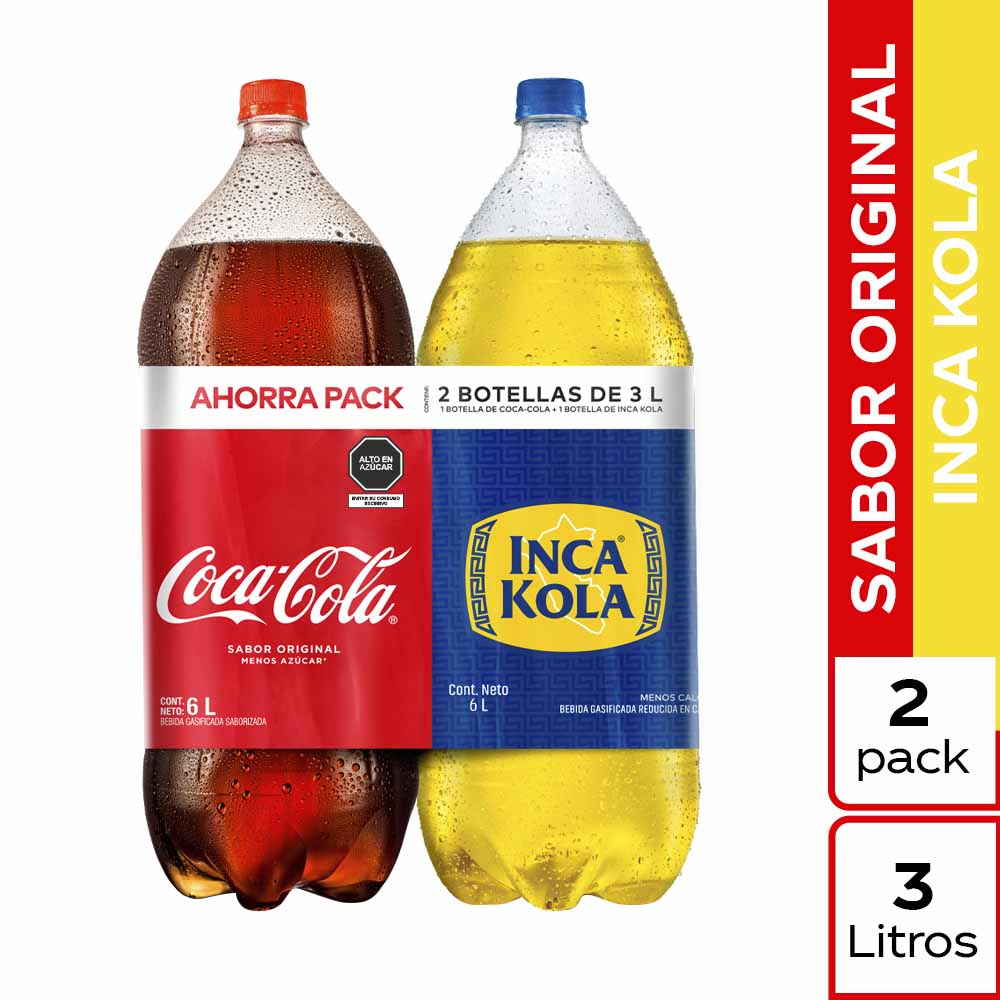 Gaseosa COCA COLA + INCA KOLA 2Pack Botella 3L