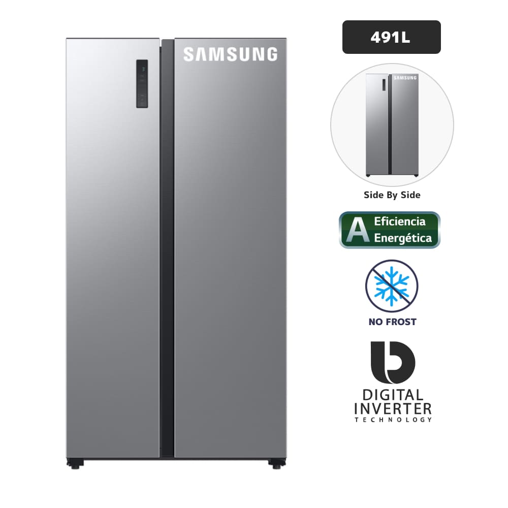 Refrigeradora SAMSUNG 491L No Frost RS52B3000M9 Gris