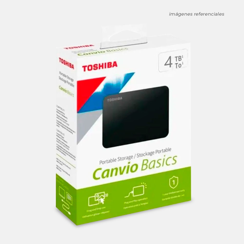 Disco Duro Externo TOSHIBA Canvio Basics, 4TB, USB 3.0. HD4TBTO440XK3AA